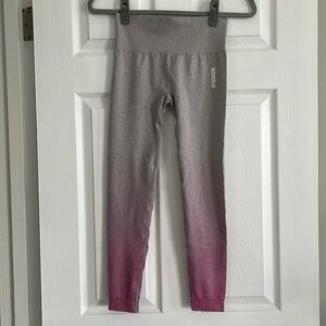 Gymshark adapt ombré seamless leggings light grey marl/pink small